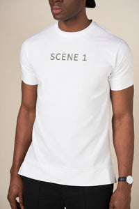 White slim fitted cotton stretch T-shirt with logo embroidery 